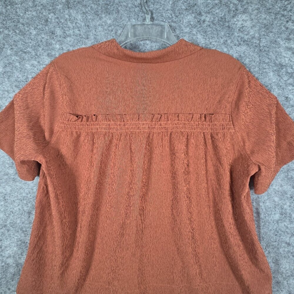 Athleta Echo Women's Top Brown M Button Down Collared Lightweight Pockets Size - Picture 7 of 9